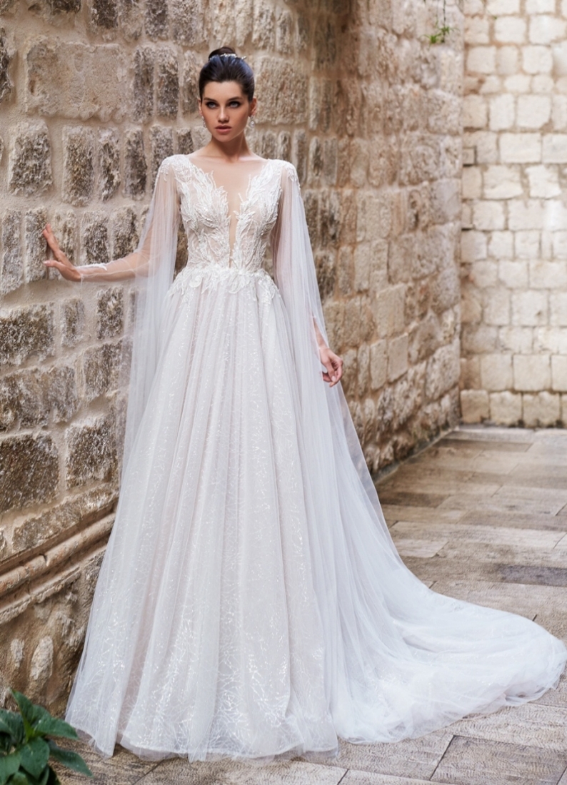 Свадебное платье Polaris а-силуэт (принцесса) айвори, из фатина, фото, коллекция 2020