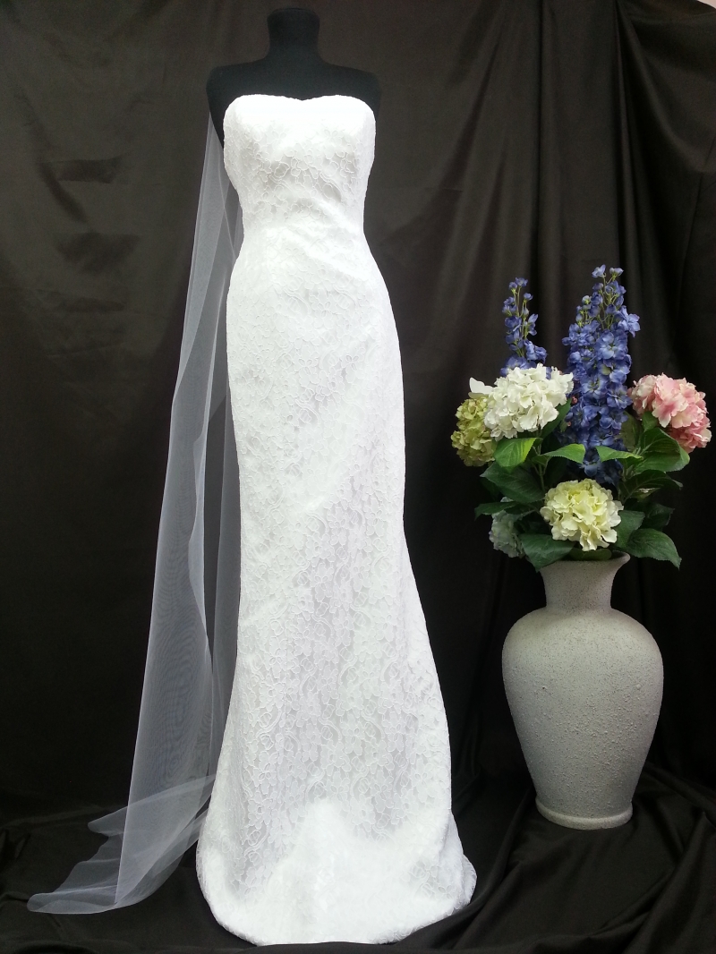 кружевное свадебное платье с открытым верхом прямое айвори, фото, коллекция 2014