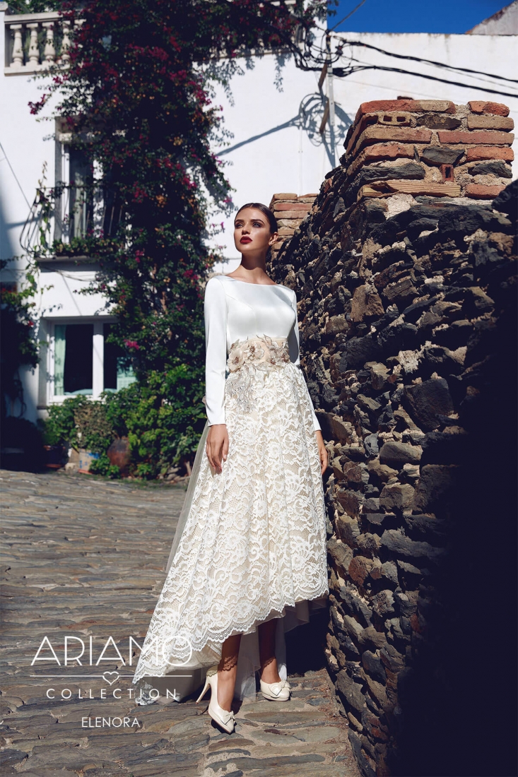 Свадебное платье Elenora а-силуэт (принцесса) белое, закрытое, фото, коллекция 2018