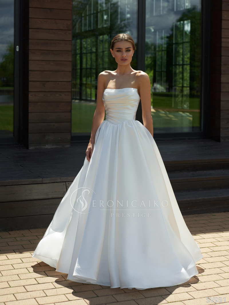 Свадебное платье Gracia а-силуэт (принцесса) белое, из атласа, длинное, в пол, пышное, фото, коллекция 2026