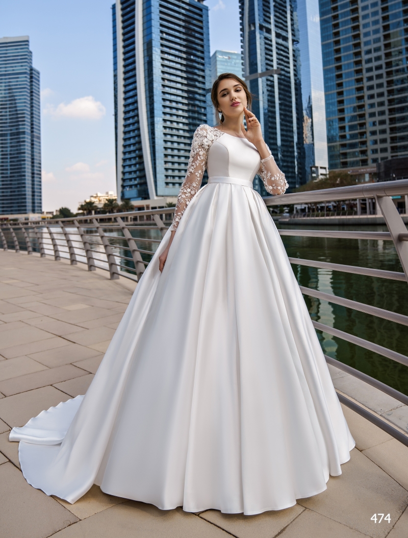 Свадебное платье 474 бальное (пышное) белое, закрытое, пышное, подходит беременным, фото, коллекция 2020