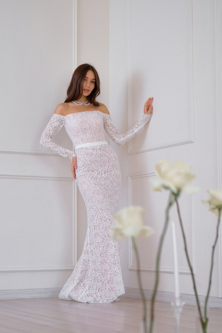 Свадебное платье Лика годе (русалка) айвори, длинное, в пол, фото, коллекция 2026