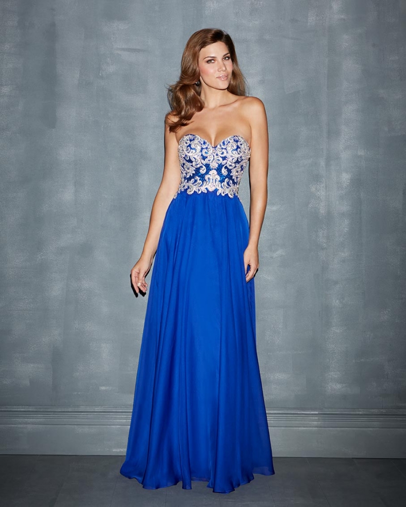 Свадебное платье 7000 а-силуэт (принцесса) синее, длинное, фото, коллекция 2022