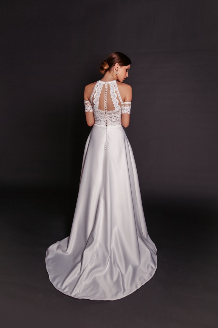 Свадебное платье Viola бохо айвори, из атласа, длинное, в пол, фото, коллекция 2023