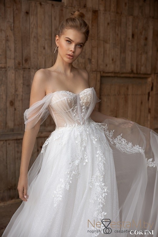 Свадебное платье Cortni бальное (пышное) белое, из фатина, длинное, в пол, пышное, фото, коллекция 2023
