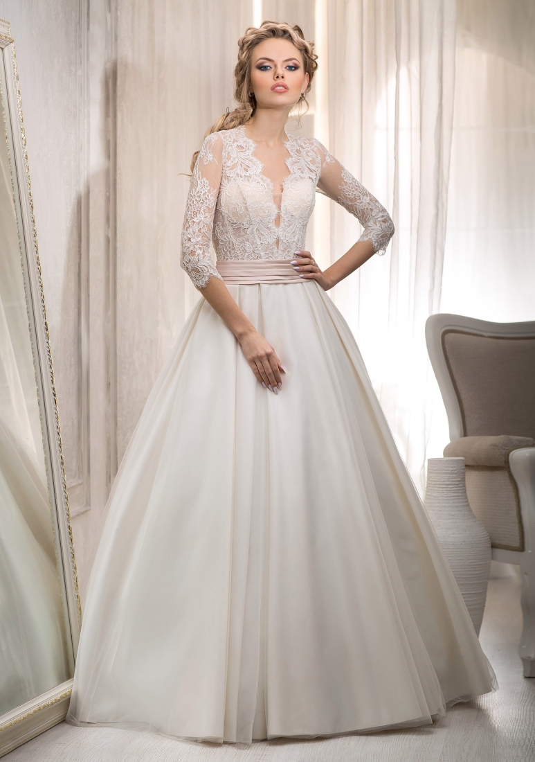 Свадебное платье Flora а-силуэт (принцесса) белое, длинное, фото, коллекция 2019